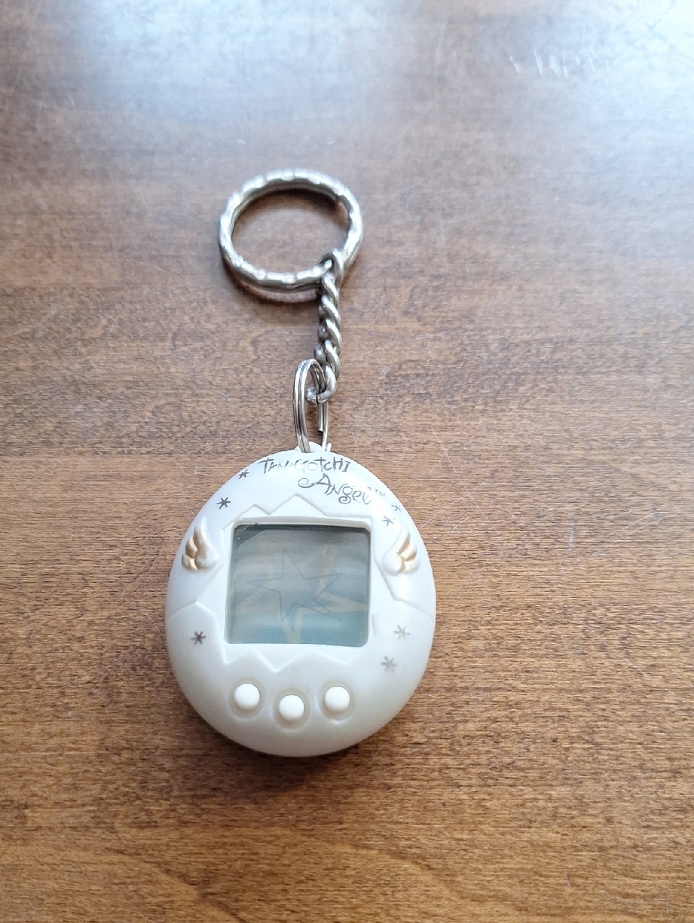 Tamagotchi Angel White Keychain Virtual Pet